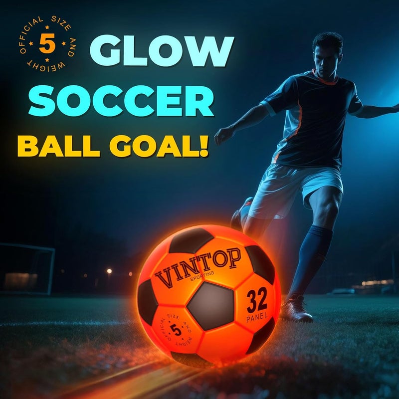 VINTOP Light Up Soccer Ball for Kids Glow in The Dark - No 5 with Pump, Sports and Outdoor Cool LED Light-Up Soccer Stuff, Gift Birthday Ideas for Boy, Girl, Teens - Image 4